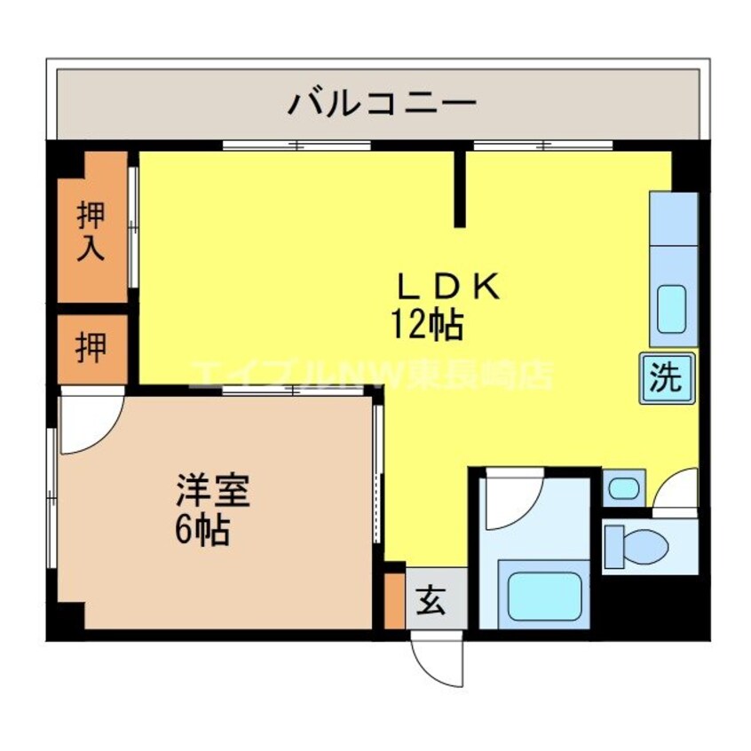 間取図 長崎市電１系統<長崎電気軌道>/平和公園駅 徒歩6分 4階 築50年