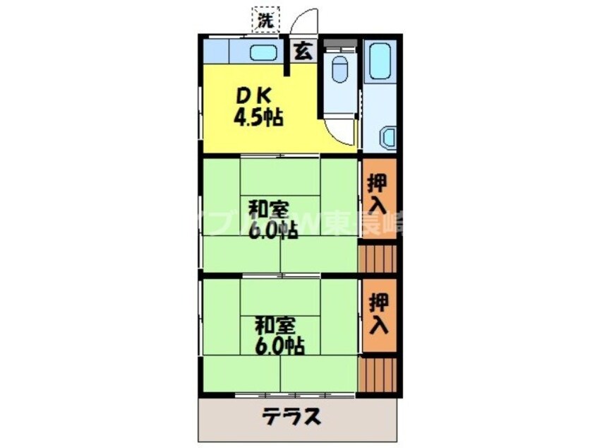 間取図 長崎本線/高田駅 徒歩61分 1階 築47年