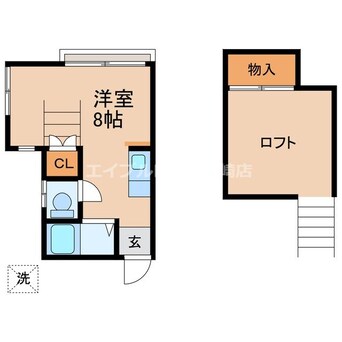 間取図 長崎市電１系統<長崎電気軌道>/若葉町駅 徒歩14分 2階 築34年