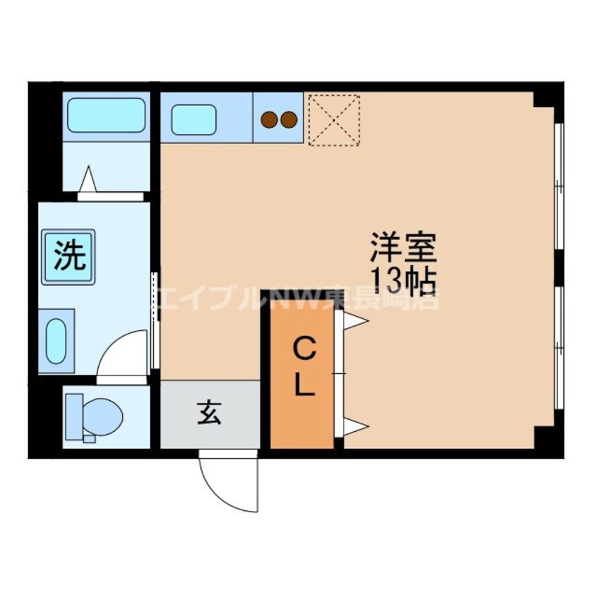 間取図 長崎市電１系統<長崎電気軌道>/住吉駅 徒歩2分 2階 築57年