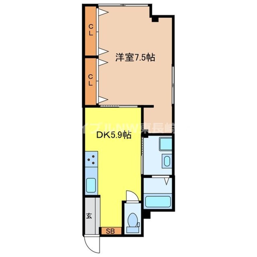 間取図 長崎市電１系統<長崎電気軌道>/崇福寺駅 徒歩8分 1階 築51年