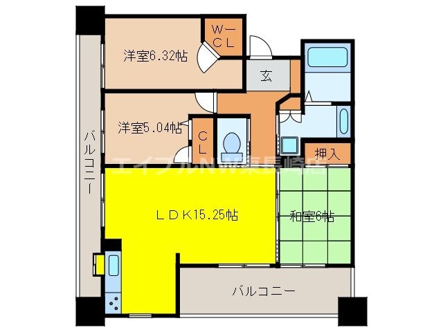 間取り図 長崎市電１系統<長崎電気軌道>/崇福寺駅 徒歩7分 7階 築18年