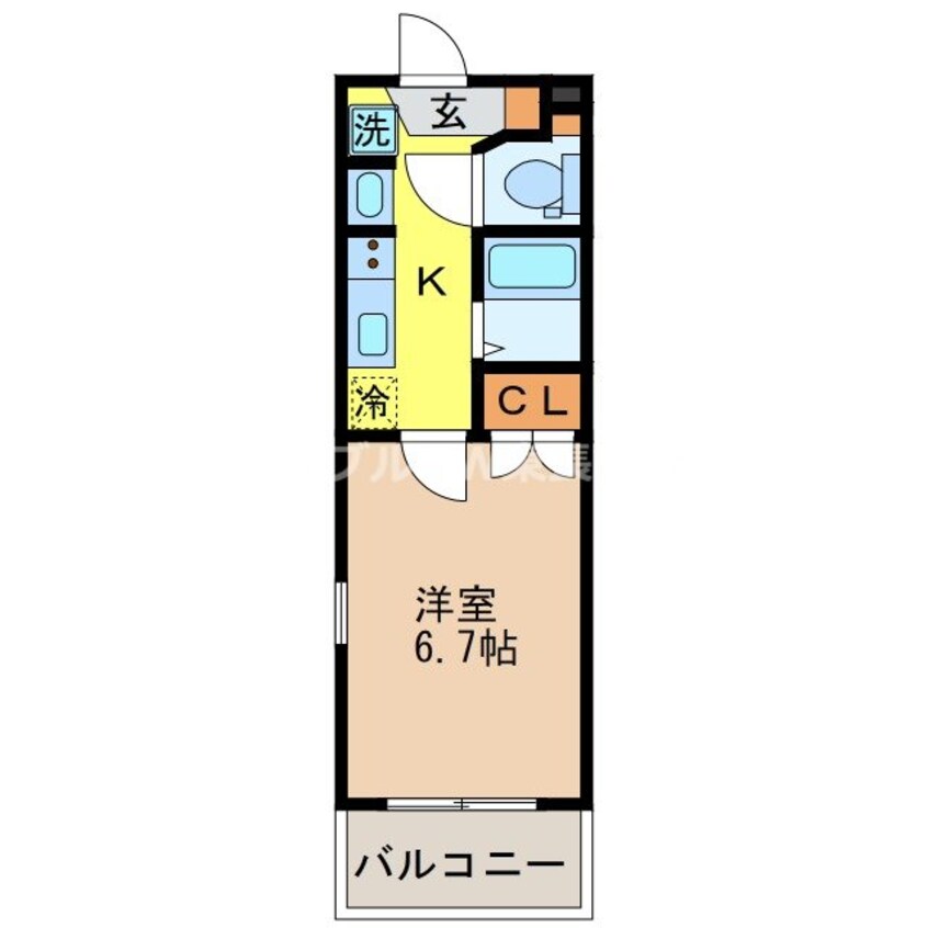 間取図 長崎市電１系統<長崎電気軌道>/若葉町駅 徒歩1分 3階 築6年