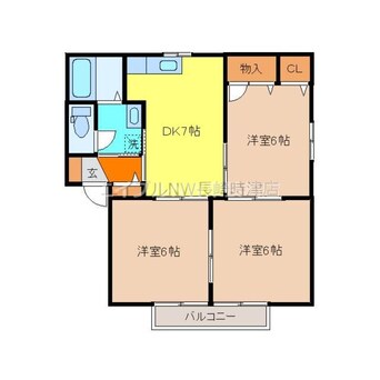 間取図 長崎本線/道ノ尾駅 バス13分長崎バス・溝川下車:停歩5分 2階 築19年