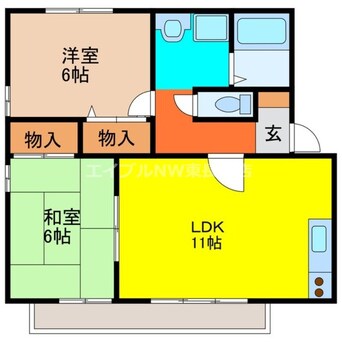 間取図 長崎本線/長与駅 徒歩8分 2階 築27年