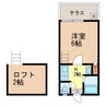 クィーンパレス坂本 1Kの間取り