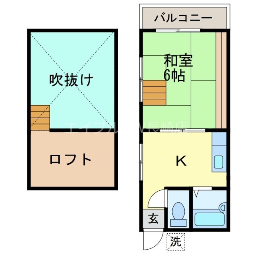 間取図 長崎市電１系統<長崎電気軌道>/若葉町駅 徒歩22分 2階 築31年