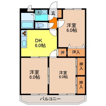 間取図 長崎本線/高田駅 徒歩39分 3階 築19年