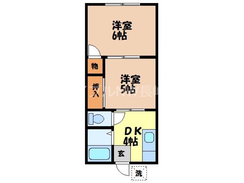 間取図 長崎本線/道ノ尾駅 徒歩12分 2階 築41年