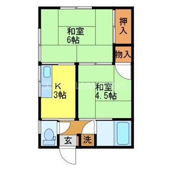 間取図 長崎市電１系統<長崎電気軌道>/崇福寺駅 徒歩18分 2階 築39年