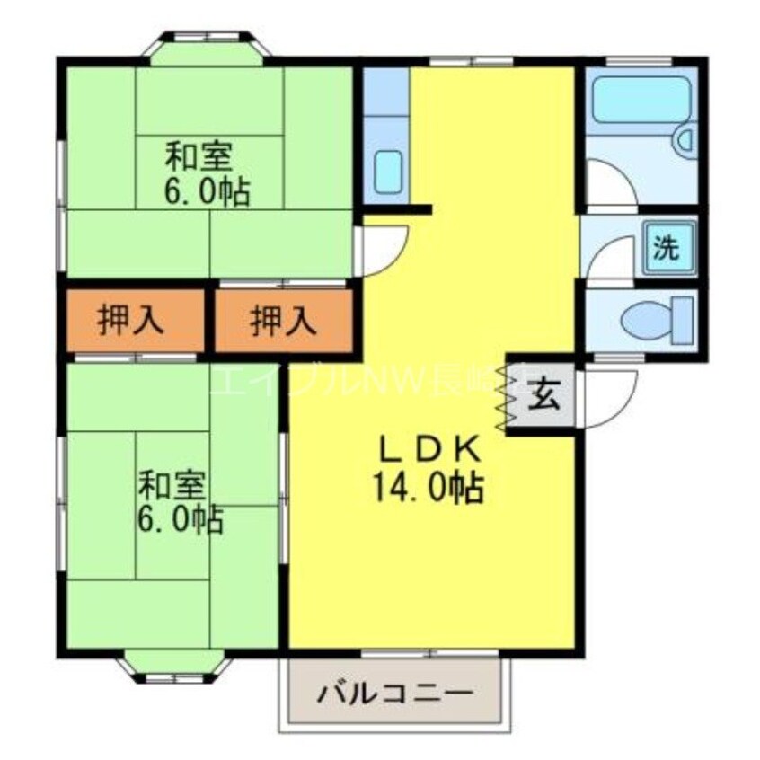 間取図 長崎本線/長与駅 車移動　46分21km 2階 築31年