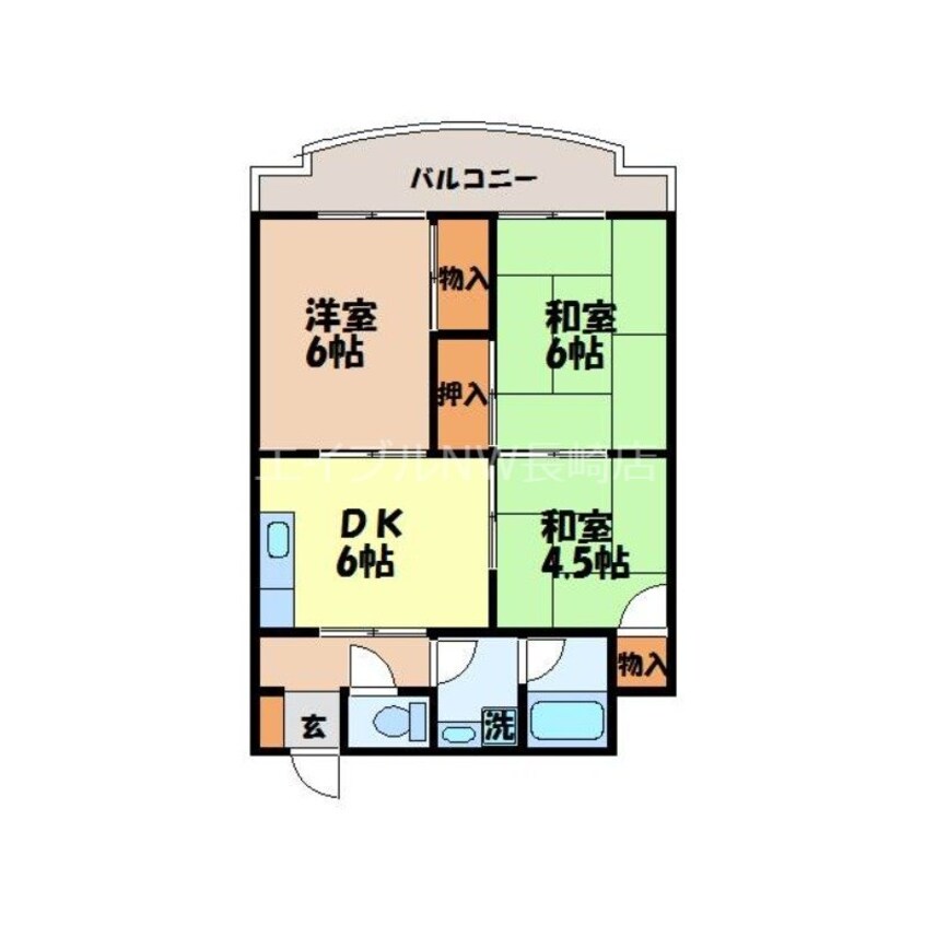 間取図 長崎本線/道ノ尾駅 徒歩35分 4階 築35年