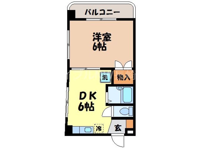 間取図 長崎市電１系統<長崎電気軌道>/若葉町駅 徒歩5分 2階 築36年