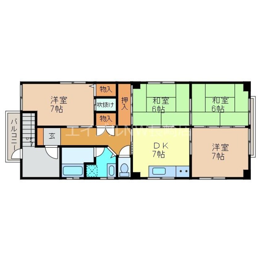 間取図 長崎市電１系統<長崎電気軌道>/昭和町通駅 徒歩3分 4階 築54年