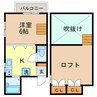 シャル夢セブン 1Kの間取り