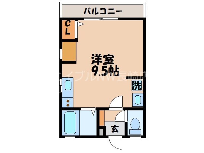 間取図 長崎市電１系統<長崎電気軌道>/若葉町駅 徒歩21分 1階 築24年