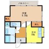 サンパレス三原 1DKの間取り