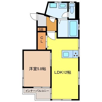 間取図 長崎本線/長崎駅 徒歩23分 3階 築43年