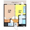 クオーレ中川 1DKの間取り