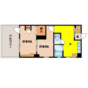 間取図 長崎市電１系統<長崎電気軌道>/五島町駅 徒歩4分 6階 築28年