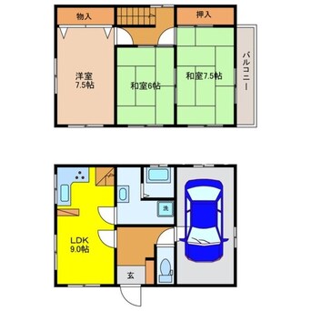 間取図 長崎本線/高田駅 徒歩46分 1-2階 築33年