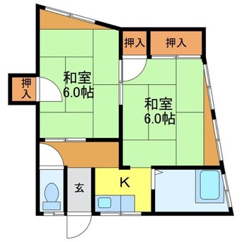 間取図 長崎本線/高田駅 徒歩36分 2階 築54年