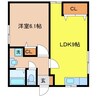 エイケンビル 1LDKの間取り