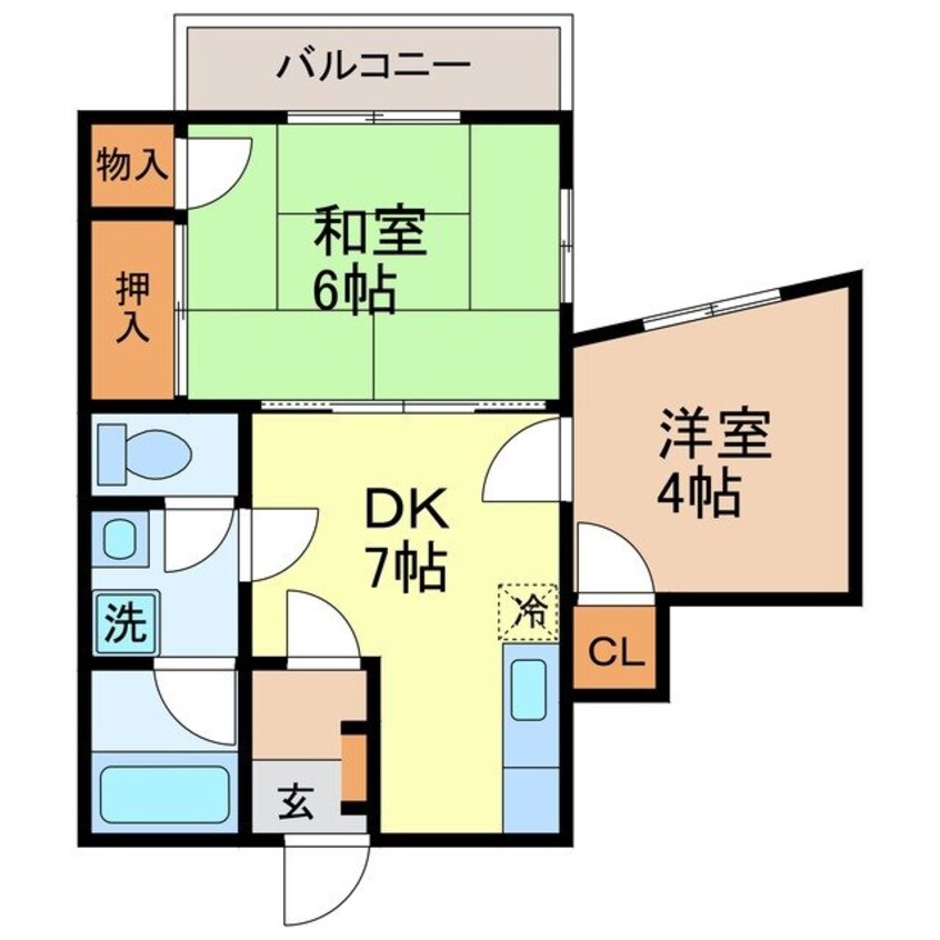 間取図 長崎市電１系統<長崎電気軌道>/昭和町通駅 徒歩3分 3階 築39年