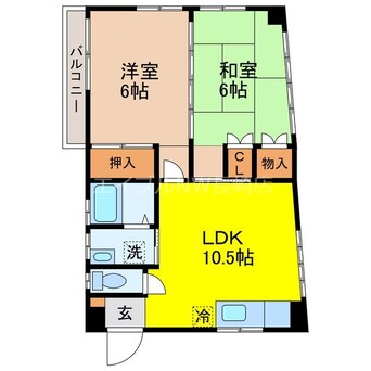 間取図 長崎市電１系統<長崎電気軌道>/平和公園駅 徒歩18分 2階 築40年