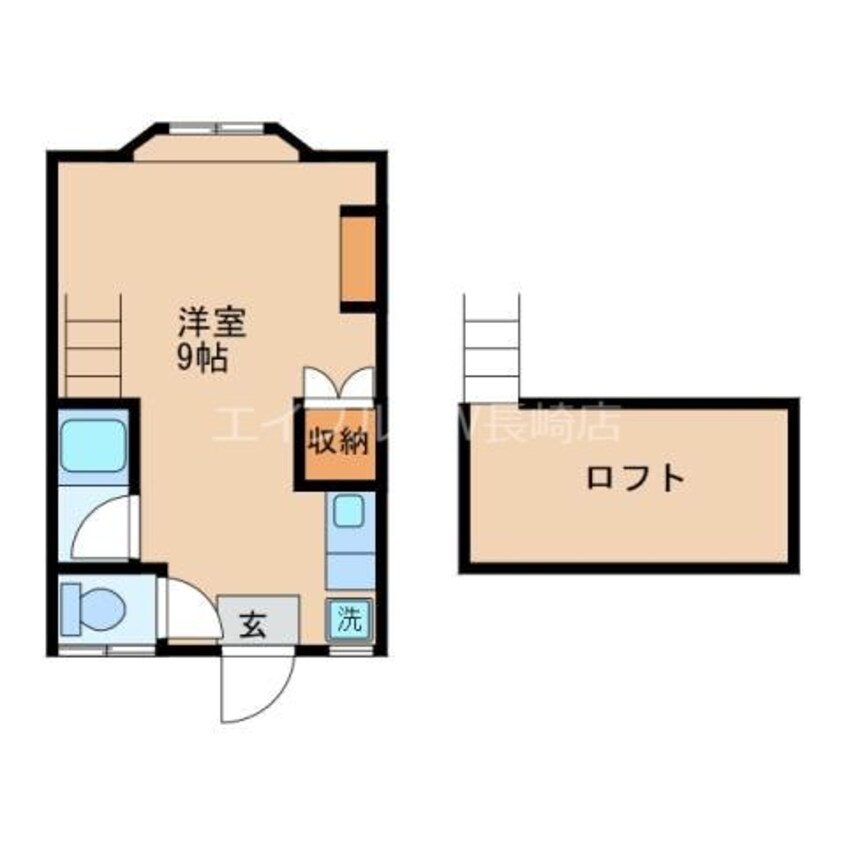 間取図 長崎市電１系統<長崎電気軌道>/若葉町駅 徒歩5分 2階 築33年