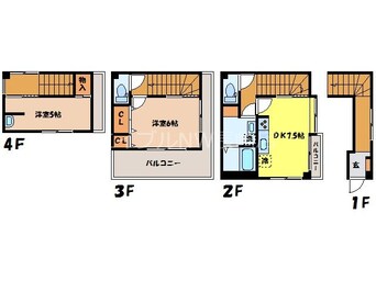 間取図 長崎市電３系統<長崎電気軌道>/新大工町駅 徒歩4分 2階 築44年