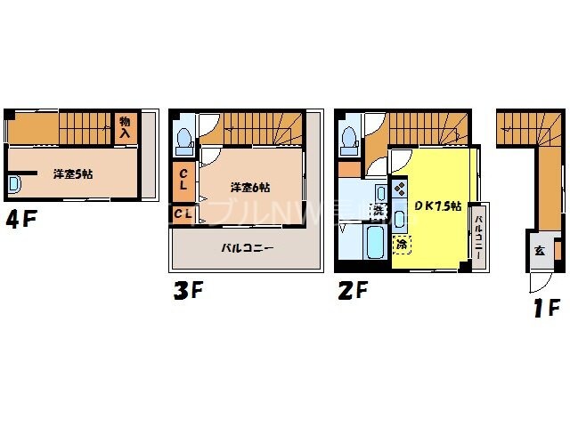 間取り図 長崎市電３系統<長崎電気軌道>/新大工町駅 徒歩4分 2階 築44年