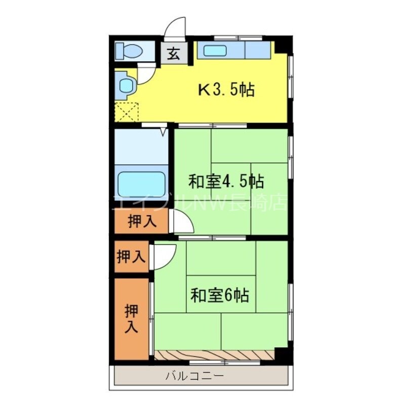 間取り図 長崎本線/高田駅 徒歩42分 3階 築33年