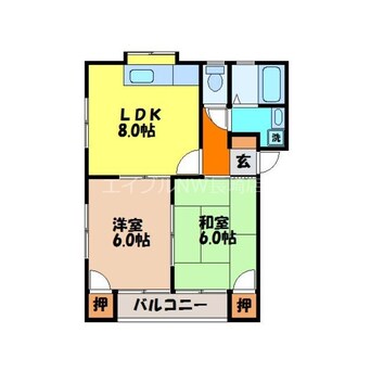 間取図 長崎本線/道ノ尾駅 徒歩10分 2階 築19年