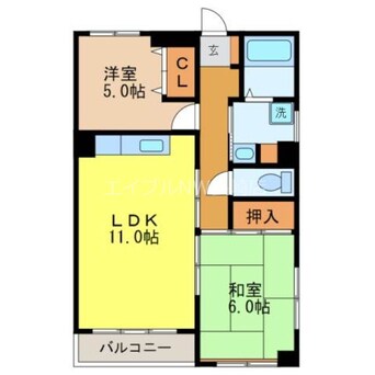 間取図 長崎本線/長与駅 徒歩11分 3階 築22年