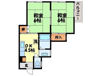 間取図 長崎市電１系統<長崎電気軌道>/岩屋橋駅 徒歩7分 2階 築34年