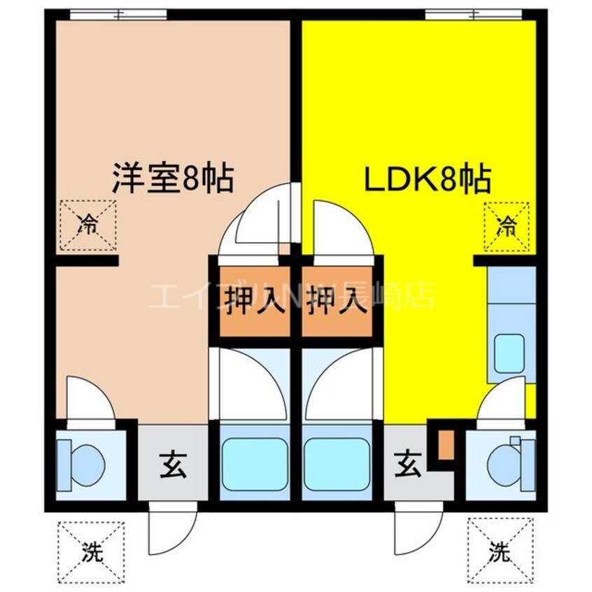 間取図 長崎市電１系統<長崎電気軌道>/住吉駅 徒歩13分 1階 築33年