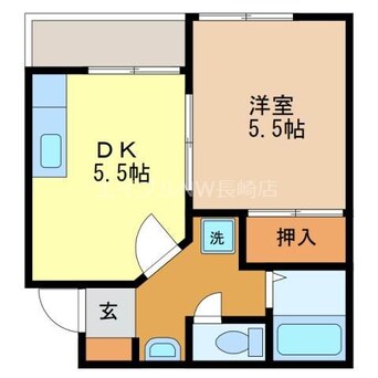 間取図 長崎市電１系統<長崎電気軌道>/赤迫駅 徒歩7分 1階 築29年