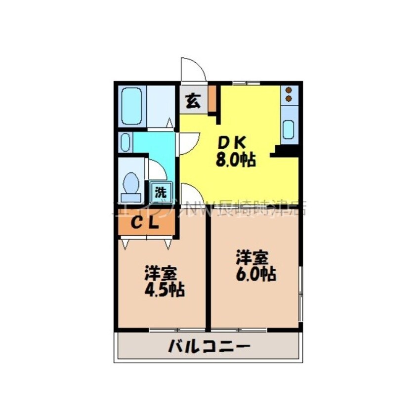 間取図 長崎本線/道ノ尾駅 バス9分長崎バス・時津下車:停歩2分 1階 築23年