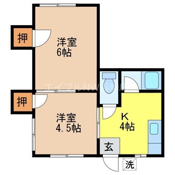 間取図 長崎本線/道ノ尾駅 徒歩11分 2階 築36年