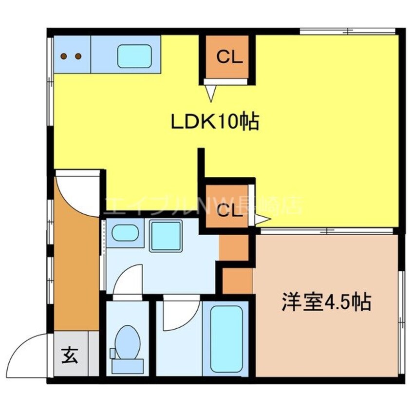 間取図 長崎市電１系統<長崎電気軌道>/崇福寺駅 徒歩4分 1階 築45年