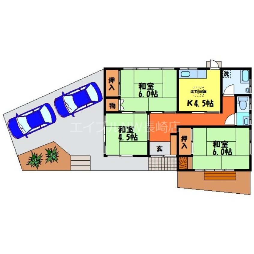 間取図 長崎本線/道ノ尾駅 徒歩31分 1階 築56年