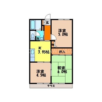 間取図 長崎本線/長与駅 徒歩7分 2階 築28年