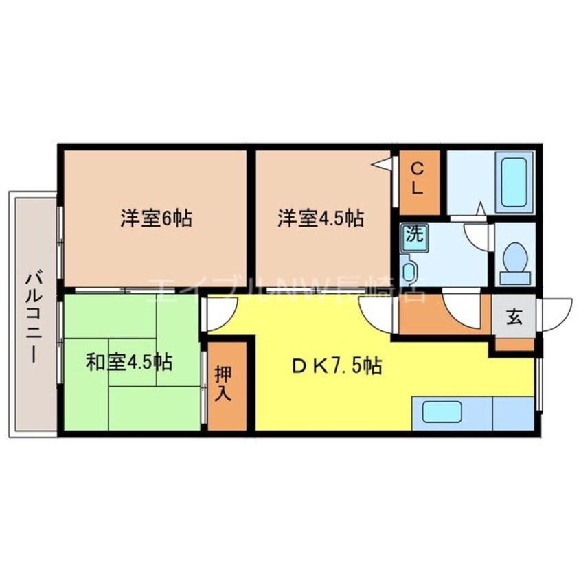 間取図 長崎市電１系統<長崎電気軌道>/崇福寺駅 徒歩17分 1階 築46年