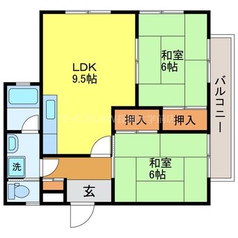 間取図 長崎市電１系統<長崎電気軌道>/宝町駅 徒歩11分 2階 築27年