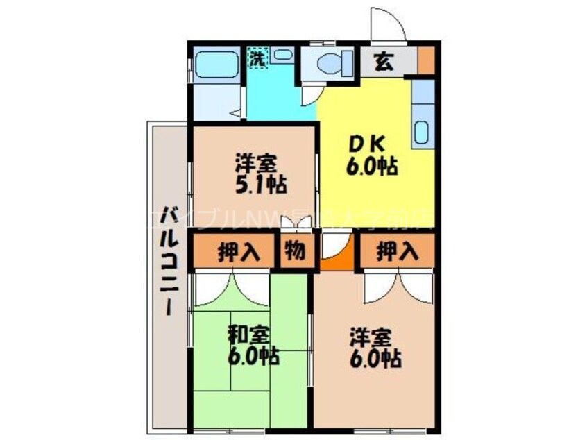 間取図 長崎本線/高田駅 徒歩17分 2階 築35年