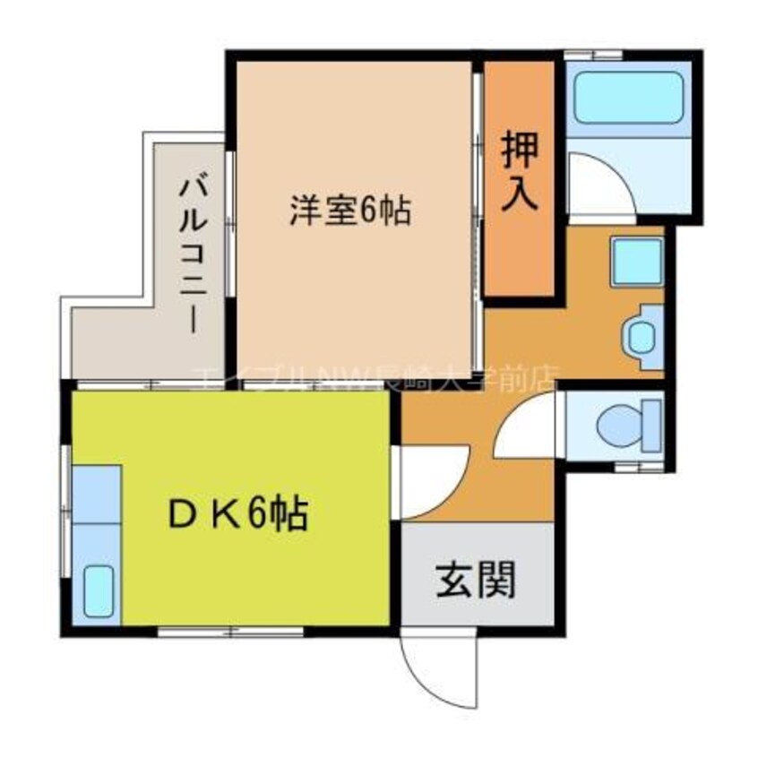 間取図 長崎市電１系統<長崎電気軌道>/銭座町駅 徒歩19分 3階 築37年