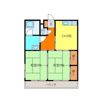 間取図 長崎本線/道ノ尾駅 徒歩41分 2階 築45年