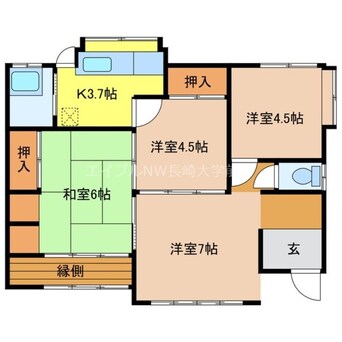 間取図 長崎本線/長崎駅 徒歩7分 1階 築68年