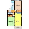 セジュールHAMA B 2DKの間取り